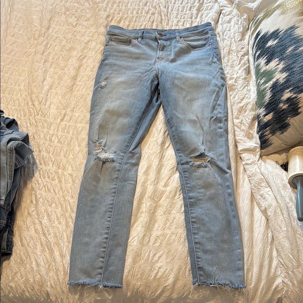 Urban Expressions Blue Straight Leg Jeans with Distressed Detailing